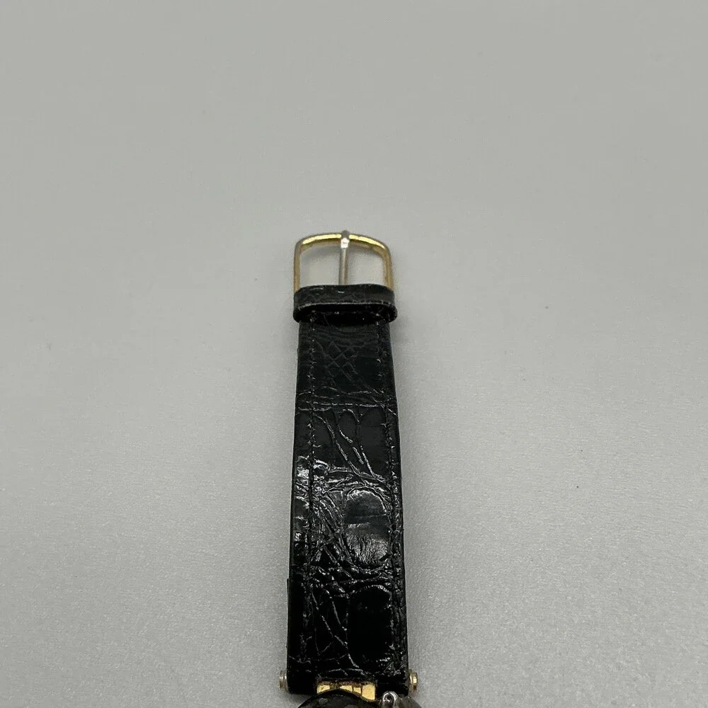 Womens Panther Watch 29mm MOP Dial Black Leather Dress Quartz New Battery